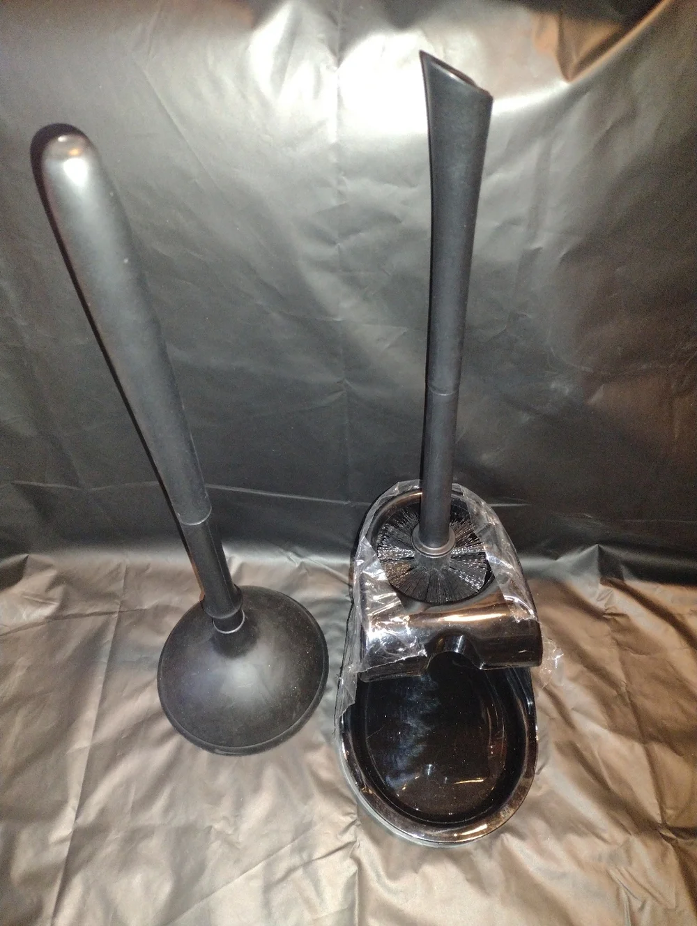Trade* New! Black Toilet Brush And Plunger Set